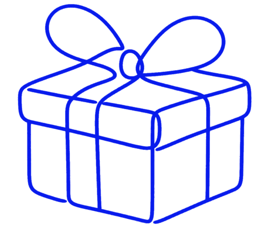 Zeichnung eines Geschenks mit Schleife